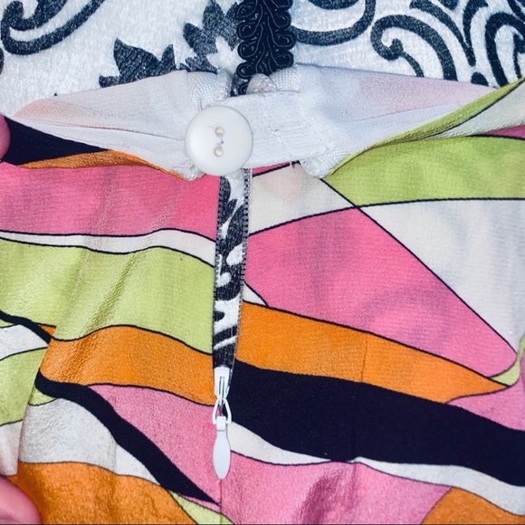 Talbots Petites 100% Silk Women 10 Vintage Abstract Ruffle Pink Slip MIDI Skirt - Picture 14 of 15